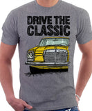 Drive The Classic Mercedes W114/115 Early Model. T-shirt in Heather Grey Colour