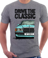 Drive The Classic Mercedes W201/190 Late Model. T-shirt in Heather Grey Colour