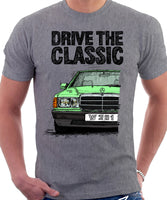 Drive The Classic Mercedes W201/190 Early Model. T-shirt in Heather Grey Colour