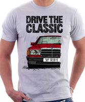 Drive The Classic Mercedes W201/190 Early Model. T-shirt in White Colour