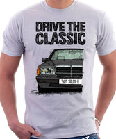 Drive The Classic Mercedes W201/190 Early Model. T-shirt in White Colour