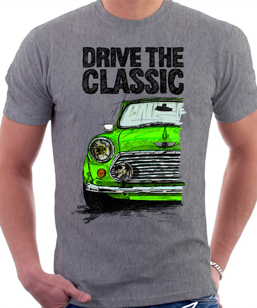 Drive The Classic Mini Cooper. T-shirt in Heather Grey Colour – Automotive  Art By Lukas Loza