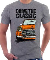 Drive The Classic Mini Cooper. T-shirt in Heather Grey Colour