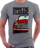 Drive The Classic Mini Cooper. T-shirt in Heather Grey Colour