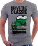 Drive The Classic Morris Minor. T-shirt in Heather Grey Colour