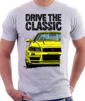 Drive The Classic Nissan Skyline R34. T-shirt in White Colour