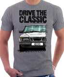 Drive The Classic Saab 900 Early Model. T-shirt in Heather Grey Colour