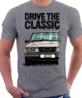 Drive The Classic Saab 900 Early Standard Model. T-shirt in Heather Grey Colour
