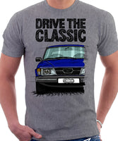 Drive The Classic Saab 900 Early Standard Model. T-shirt in Heather Grey Colour