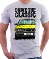 Drive The Classic Saab 900 Early Model. T-shirt in White Colour