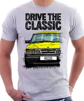 Drive The Classic Saab 900 Late Model. T-shirt in White Colour