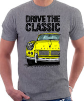 Drive The Classic Triumph Spitfire Mk1 Hardtop. T-shirt in Heather Grey Colour