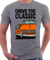 Drive The Classic Triumph Spitfire Mk1 Softtop. T-shirt in Heather Grey Colour