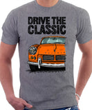 Drive The Classic Triumph Spitfire Mk2 Hardtop. T-shirt in Heather Grey Colour