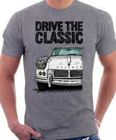 Drive The Classic Triumph Spitfire Mk2 Hardtop. T-shirt in Heather Grey Colour