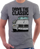 Drive The Classic Triumph Spitfire Mk2 Softtop. T-shirt in Heather Grey Colour