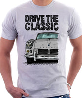 Drive The Classic Triumph Spitfire Mk2 Softtop. T-shirt in White Colour