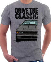 Drive The Classic Toyota Supra Mk2 Early Model. T-shirt in Heather Grey Colour
