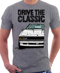 Drive The Classic Toyota Supra Mk2 Late Model. T-shirt in Heather Grey Colour