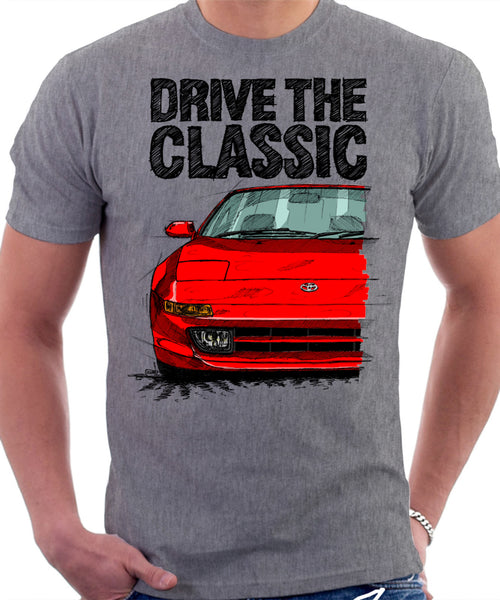 Drive The Classic Toyota MR2 Mk2. T-shirt in Heather Grey Colour
