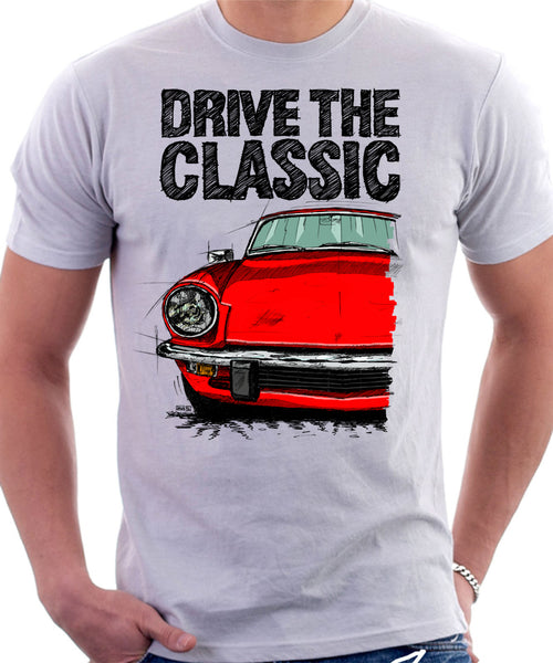Drive The Classic Triumph Spitfire Mk4 Hardtop. T-shirt in White Colour