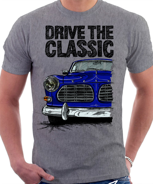 Drive The Classic Volvo Amazon. T-shirt in Heather Grey