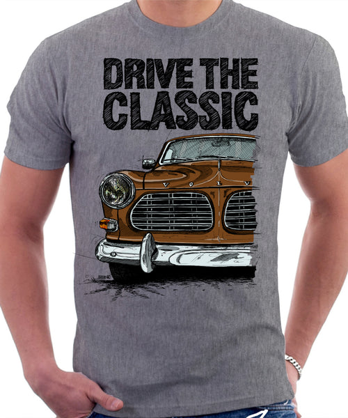 共用[Thevinylhouse]Old Car T-Shirt 2COLOR Drive The Classic Volvo Amazon. T-shirt in Heather Grey