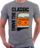 Drive The Classic VW T2 Baywindow Late Model . T-shirt in Heather Grey Colour