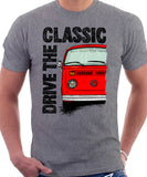 Drive The Classic VW T2 Baywindow Late Model . T-shirt in Heather Grey Colour