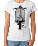 Ride The Classic Vespa. Women T-shirt in White Colour