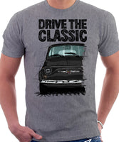 Drive The Classic Fiat 500 Abarth. T-shirt in Heather Grey Colour