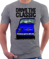 Drive The Classic Fiat 500 Abarth. T-shirt in Heather Grey Colour