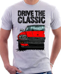 Drive The Classic Jaguar XJ-S Early Model Round Headlights. T-shirt in White Colour