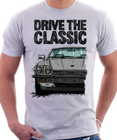 Drive The Classic Jaguar XJ-S Early Model Round Headlights. T-shirt in White Colour