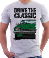 Drive The Classic Jaguar XJ-S Late Model. T-shirt in White Colour