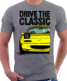 Drive The Classic Mazda MX5 1st Generation Lights Open. T-shirt in Heather Grey Colour