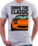 Drive The Classic Mazda MX5 1st Generation Lights Open. T-shirt in White Colour