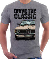 Drive The Classic BMW E21 Single Headlights. T-shirt in Heather Grey Colour