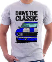 Drive The Classic Chevrolet Camaro 1969. T-shirt in White Color
