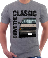 Drive The Classic Chevrolet Astro 1 Black Bumper. T-shirt in Heather Grey Colour