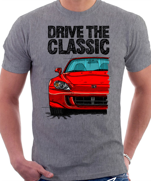 Drive The Classic Honda S2000 AP2. T-shirt in Heather Grey Color.