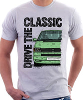 Drive The Classic VW Transporter T4 Late Model Colour Bumper . T-shirt in White Colour