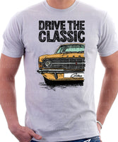 Drive The Classic Ford Cortina Mk3 Early Model XL and L. T-shirt in White Colour