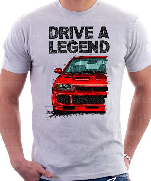 Drive A Legend Mitsubishi Lancer Evolution 3. T-shirt in White Colour