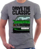 Drive The Classic BMW E24 Standard Early Model. T-shirt in Heather Grey Colour