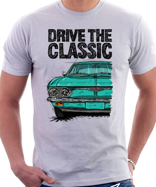 Drive The Classic Chevrolet Corvair 2nd Gen 1965. T-shirt in White Color