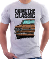 Drive The Classic Chevrolet Corvair 1st Gen 1964. T-shirt in White Color