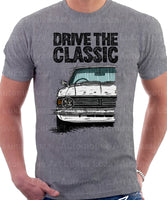 Drive The Classic Ford Cortina Mk2 Black Grille. T-shirt in Heather Grey Colour