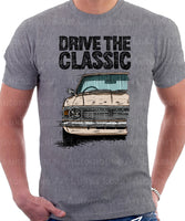 Drive The Classic Ford Cortina Mk2 Chrome Grille. T-shirt in Heather Grey Colour