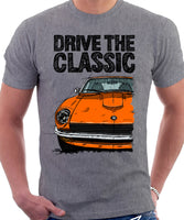 Drive The Classic Datsun 240Z/260Z. T-shirt in Heather Grey Colour